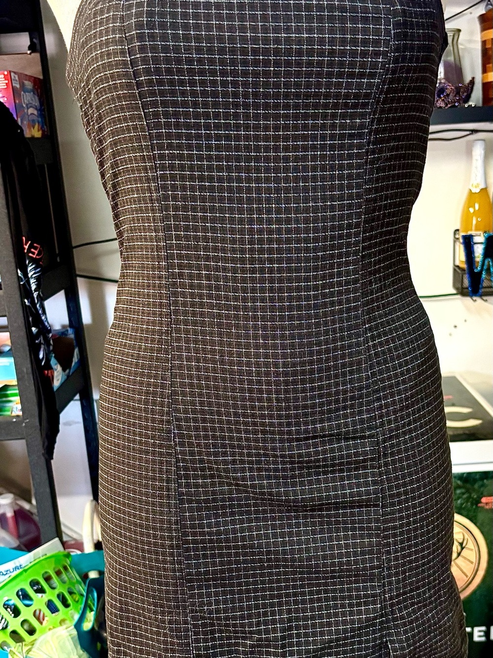 Classic plaid strapless pencil dress